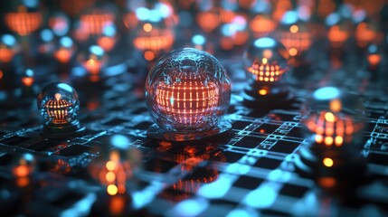 Imagery illustrating the principles of quantum computing, with quantum bits (qubits) harnessing the power of quantum mechanics