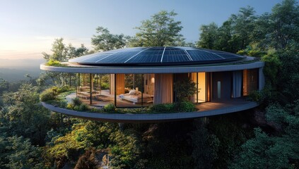 Sustainable Circular House: Eco-Friendly Dream Home in Lush Forest