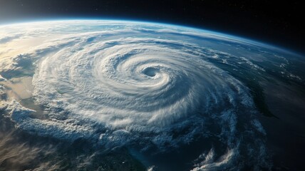 Powerful hurricane swirling over Earth's surface.