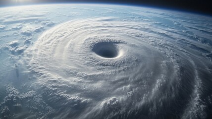 Powerful hurricane seen from space, eye clearly visible.