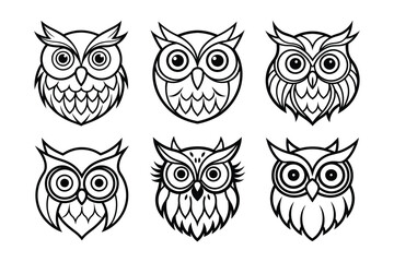 Set of owl wisdom mandala vector illustration.