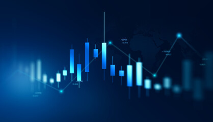 Naklejka premium Digital financial chart indicators, stock market business and exchange financial growth graph. 