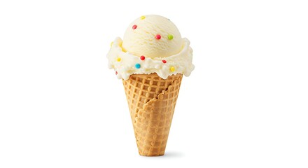 Delicious Vanilla Ice Cream Cone with Sprinkles