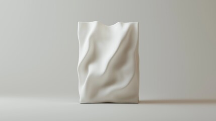 Abstract white bag with artistic wrinkles and minimalist background in soft lighting