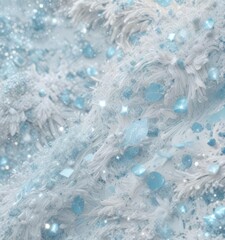 Obraz premium Ethereal white and baby blue glittery pattern, frost, shiny, decorative