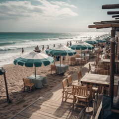 Fototapeta premium Cafe on the beach. Beach season