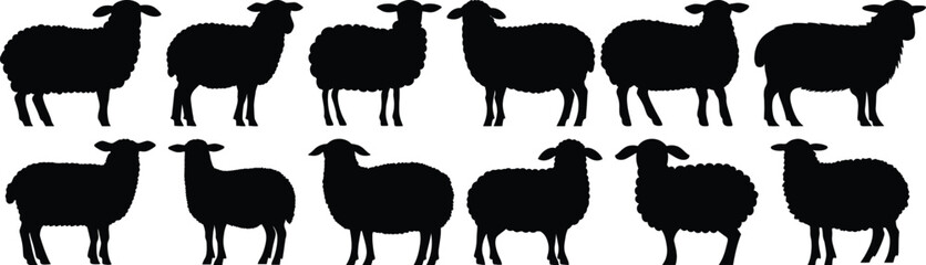 Sheep silhouette set vector design big pack of animal illustration and icon