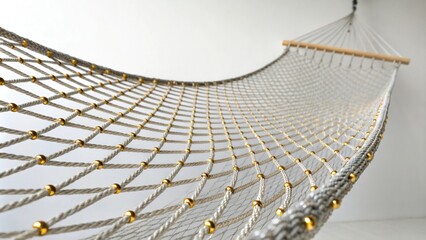 Fototapeta premium Metallic mesh of silver and gold threads suspended in mid-air, creating a sense of depth and dimensionality, cosmic atmosphere, metallic art, glowy mesh, luminous weave, celestial pattern
