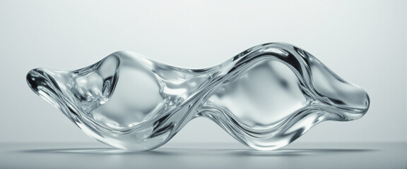 Flowing transparent glass sculpture reflecting soft light exuding elegance and tranquility representing the theme of tranquility