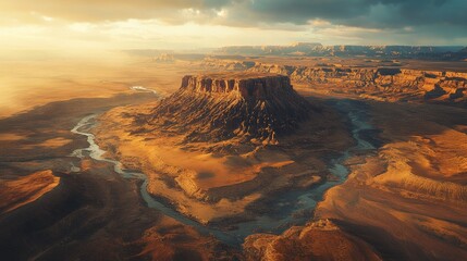 The enchanting sunset scenery between the canyons