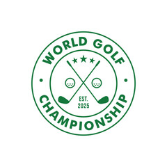 Vintage retro world golf championship logo emblem design for t shirt print or embroidery