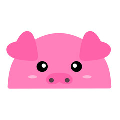 cute pink pig vector, cartoon pig face, easy and simple pig face drawing. Piggy vector design with cartoon style 