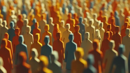 A vibrant, origami-embellished group of people from different walks of life underscores the themes of overpopulation and the tapestry of demographic diversity.