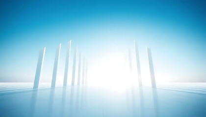 Fototapeta premium White Pillars Stand Tall Against A Bright Blue Sky