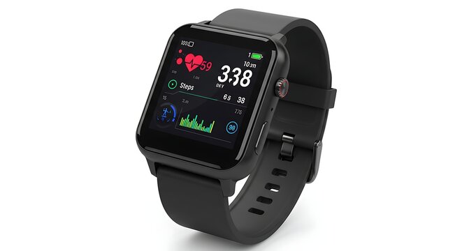 Black Smartwatch Fitness Tracker with Heart Rate Monitor