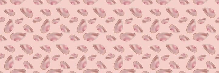 Semirealistic pattern of shell .Hand-drawn shell pattern. Shell isolated pattern for background. Spring, summer, autum season concept, Easter, nature. Design for card, print, and cover.