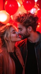 Valentine Portrait of kissing couple