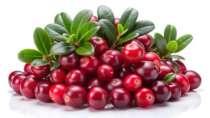 Fresh Cranberries with Leaves