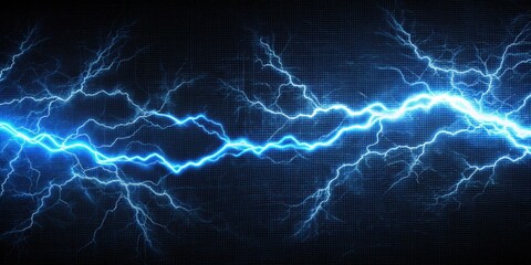 Obraz premium Electric blue and white lightning bolt zigzagging across a dark canvas , electric, zigzag