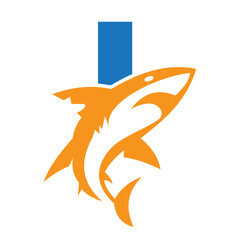 Initial Monogram Letter I Dolphin Logo Design Concept With Whale Symbol