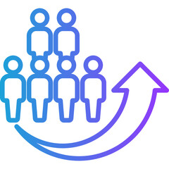 Population Growth line gradient icon