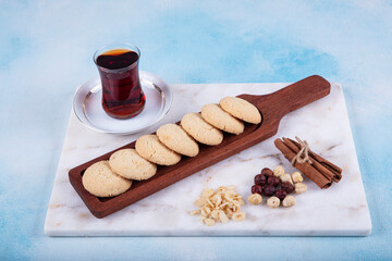 Special Turkish style flour cookies for tea time. Traditional Delicious Turkish dessert; flour...