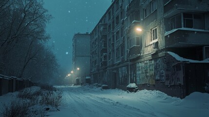 cold and lonely streets in russia