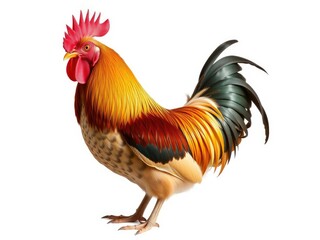 Fototapeta premium Maran rooster with glossy black plumage standing proudly on a white surface, livestock, glossy feathers