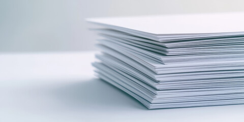Stack of white sheets of a4 printing paper, Paper printing equipment. Abstract closeup background.
