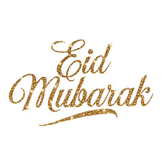 Fototapeta premium Beautiful Eid Mubarak greeting with elegant gold lettering celebrating the festive spirit of the holiday