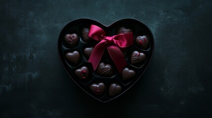 A thoughtful Valentine's Day gift - a heart-shaped chocolate box with satin ribbon