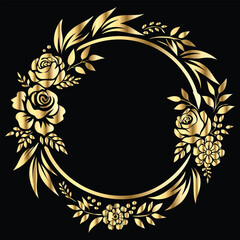 Vector golden vintage frame for design template. Elegant element for design in Eastern style, place for text. Floral golden border. Lace illustration for invitations and greeting cards.
