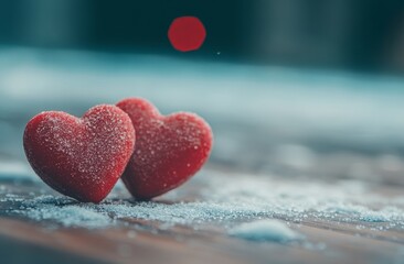 Fototapeta premium Confectionery sprinkles create a heart-shaped background through their arrangement