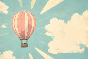 Obraz premium Pink and White Hot Air Balloon Soaring Through Clouds