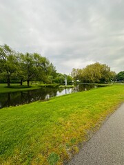 Peaceful spring walk: A tranquil path between trees, offering a moment of calm in nature.
