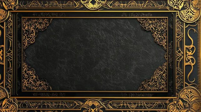 Ornate Golden Frame on Dark Background: Elegant Design