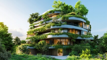 Naklejka premium Eco-Friendly Living: A Sustainable Architectural Marvel