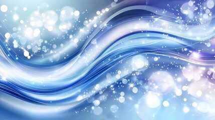 Blue wave abstract background, winter sparkle, holiday design