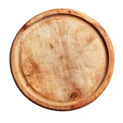 Rustic Wooden Pizza Board: A top-down view of a rustic wooden pizza board, showcasing its natural grain and round shape. This image is perfect for showcasing your culinary creations, food photography.