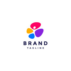 Fun Colorful People Bubbles Logo Design. Joyful People Silhouette Inside Colorful Bubbles Logo Design.