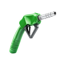 Green Fuel Nozzle: Close-up of a vibrant green fuel nozzle,  ready for use, showcasing its sleek design and metallic details.  The image emphasizes the functionality and modern aesthetics of the tool.