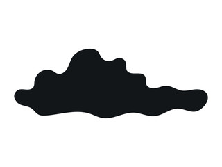 Black Silhouette of Cloud Isolated on White Background. Concept of Weather Art, Minimalist Style, Abstract Shape, Graphic Design Element, Sky Illustration