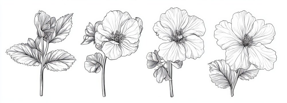 A hand-drawn floral bouquet featuring a wedding branch with herbs, minimalist flowers, and elegant leaves, perfect for an invitation save-the-date card design. Botanical rustic trendy greenery modern