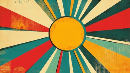 Abstract Retro Sunburst Design in Vibrant Colors