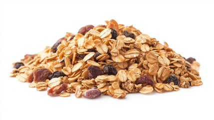 bowl of muesli with fruits   , cereal , granola on white background 