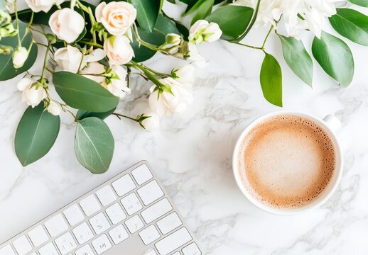 Ein fr&ouml;hliches Mockup einer rosa Karte mit wei&szlig;em und pinken Blumenrand auf einem hellen Hintergrund &ndash; sch&ouml;n f&uuml;r fr&uuml;hlingshafte Entw&uuml;rfe und Nachrichten. Generative KI