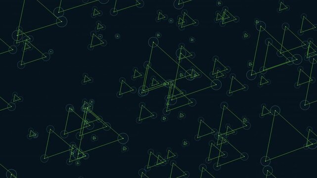 Abstract black background with interconnected triangles made up of lines. The images purpose or meaning remains unclear without additional context