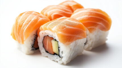 sushi with salmon isolated on white background