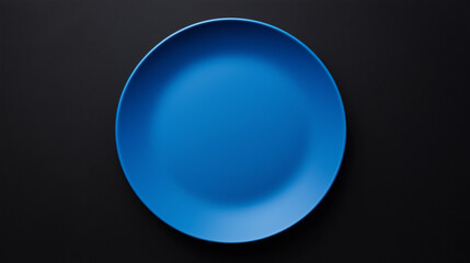 blue plate isolated on black background  , ceramic bowl 