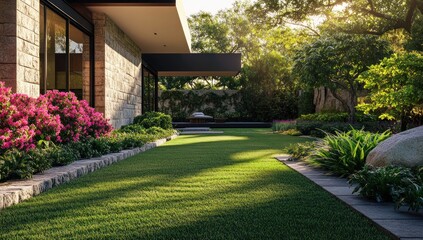 Serene Backyard Oasis: Modern Home Landscaping Design